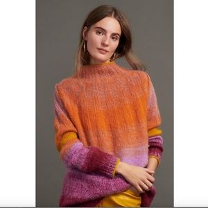 NWT Anthropologie Perri Ombre Tunic Sweater Pink Medium